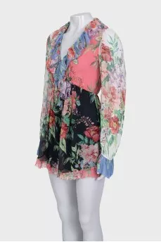 Long sleeve jumpsuit with floral print