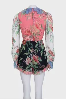 Long sleeve jumpsuit with floral print
