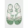 Green leather heeled sandals