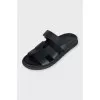 Black leather Chypre slides