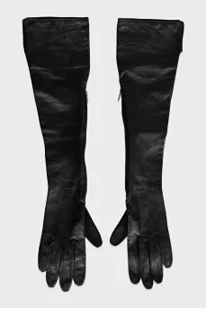 Leather gloves with a zipper
