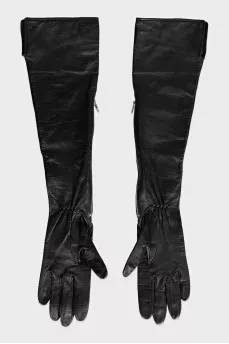 Leather gloves with a zipper