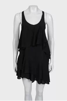 Black mini dress with ruffles