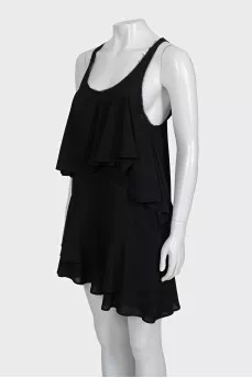 Black mini dress with ruffles