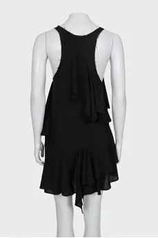 Black mini dress with ruffles