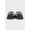 Beige leather flip-flops