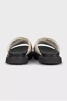 Beige leather flip-flops