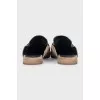 Beige mules decorated with rhinestones