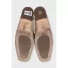 Beige mules decorated with rhinestones