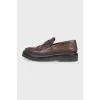 Brown loafers with leather decor