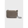Rectangular bag made of gray suede