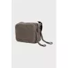 Rectangular bag made of gray suede