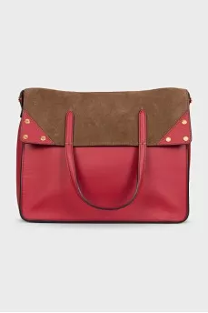 Leather bag with a belt in a signature print