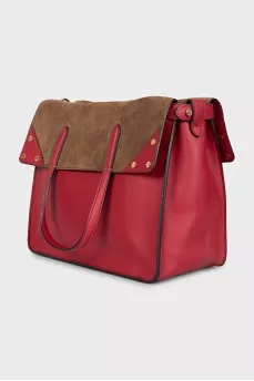 Leather bag with a belt in a signature print