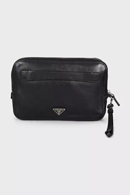 Men's leather bag with brand logo