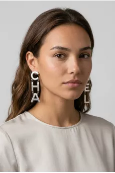 Logo and letter pendant earrings