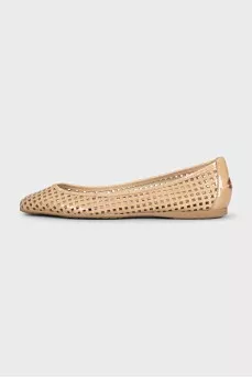 Beige perforated ballet flats