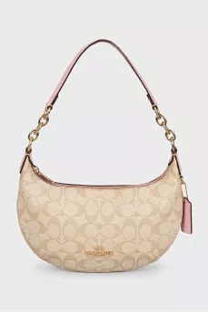 Beige leather bag with signature monogram