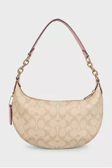 Beige leather bag with signature monogram