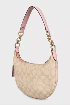 Beige leather bag with signature monogram