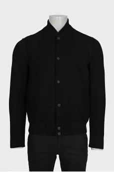 Men's black bomber jacket with buttons