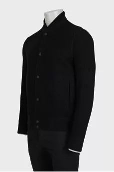 Men's black bomber jacket with buttons