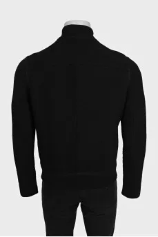 Men's black bomber jacket with buttons