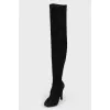 High black suede boots with stiletto heels