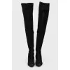 High black suede boots with stiletto heels