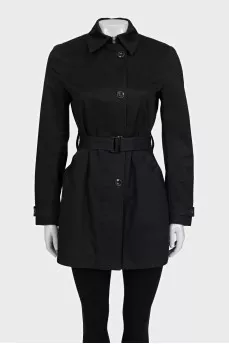 Black trench coat with patch pockets
