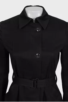 Black trench coat with patch pockets