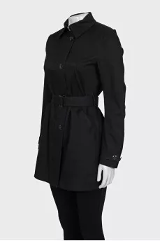 Black trench coat with patch pockets