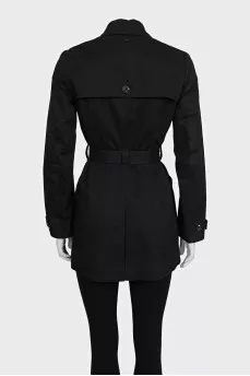 Black trench coat with patch pockets