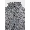 Black floral print blouse with ruffles