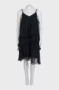 Silk dress with decorated straps