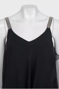 Silk dress with decorated straps
