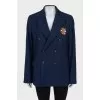Blue double-breasted jacket with a patch