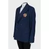 Blue double-breasted jacket with a patch