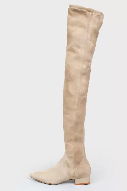 Boots beigee suede with zipper