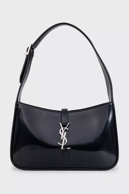 Black leather bag LE 5 À 7