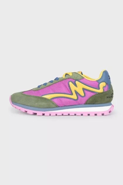 Pink suede and fabric sneakers