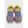 Pink suede and fabric sneakers