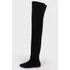 Black  Thigh high boot suede on a low run