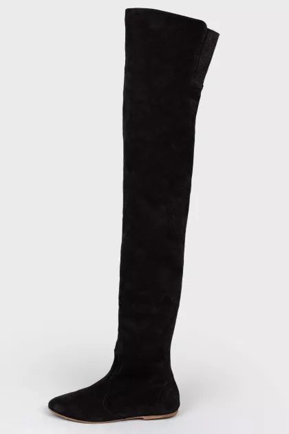 Black  Thigh high boot suede on a low run
