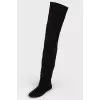 Black  Thigh high boot suede on a low run