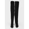 Black  Thigh high boot suede on a low run