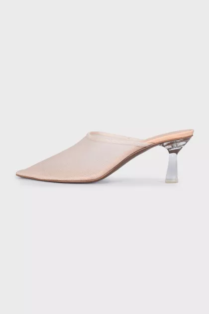 Transparent mules with heels