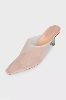 Прозрачные мюли на каблуке 