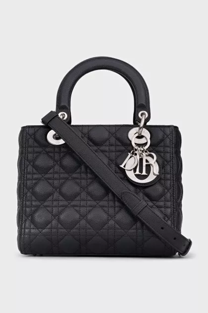 Черная сумка из кожи Lady Dior