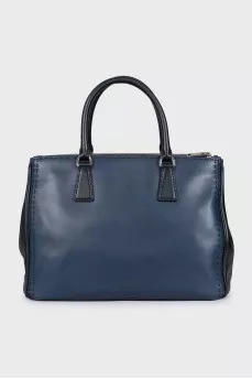 Two-tone leather tote